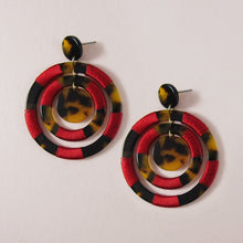 Load image into Gallery viewer, Acetate Resin Thread Wrap Round Dangle Post Earrings