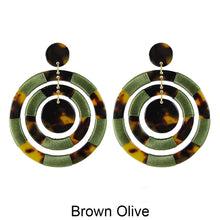 Load image into Gallery viewer, Acetate Resin Thread Wrap Round Dangle Post Earrings