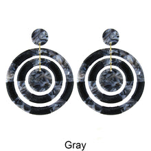 Load image into Gallery viewer, Acetate Resin Thread Wrap Round Dangle Post Earrings