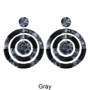 Acetate Resin Thread Wrap Round Dangle Post Earrings