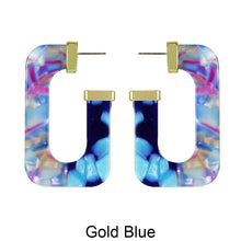 Load image into Gallery viewer, Acetate Resin Two Colors Rectangle Post Earrings