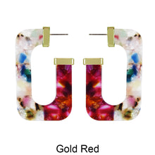 Load image into Gallery viewer, Acetate Resin Two Colors Rectangle Post Earrings