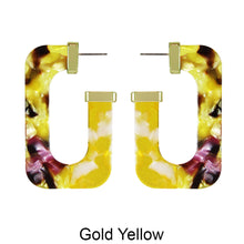 Load image into Gallery viewer, Acetate Resin Two Colors Rectangle Post Earrings