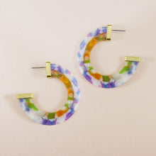 Load image into Gallery viewer, Acetate Resin Two Colors Circle Post Earrings