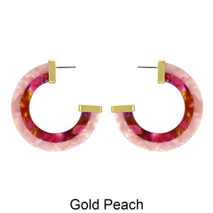 Acetate Resin Two Colors Circle Post Earrings