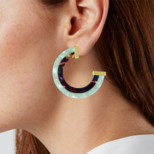 Load image into Gallery viewer, Acetate Resin Two Colors Circle Post Earrings