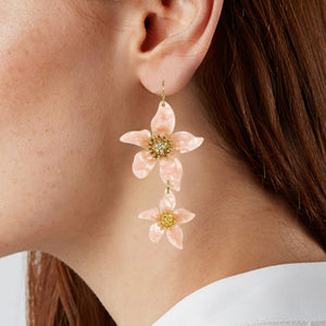 Acetate Resin Flower Dangle Hook Earrings