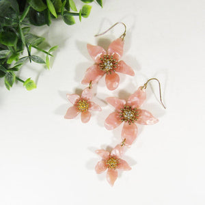 Acetate Resin Flower Dangle Hook Earrings