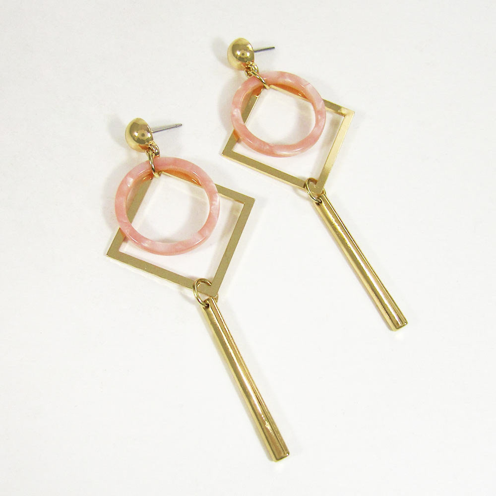 Acetate Resin Geometric Dangle Post Earring