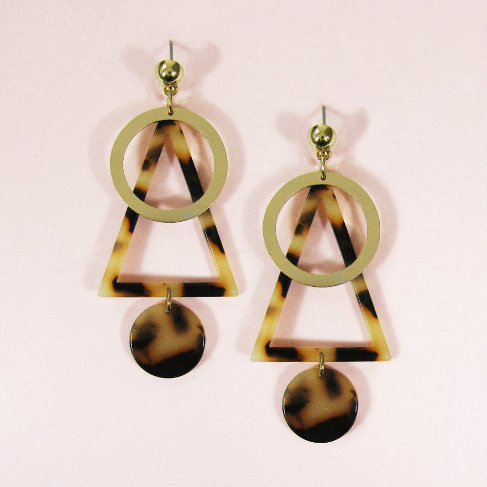 Acetate Resin Geometric Dangle Post Earrings