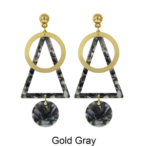 Acetate Resin Geometric Dangle Post Earrings