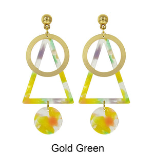 Acetate Resin Geometric Dangle Post Earrings