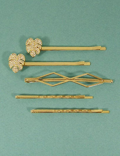 Stoned Monstera Hair Clips 5PCS Set