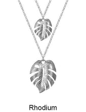 Load image into Gallery viewer, Tropical Textured Monstera Layered Long Necklace