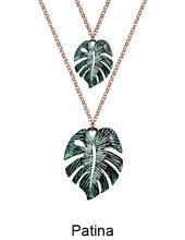 Load image into Gallery viewer, Tropical Textured Monstera Layered Long Necklace