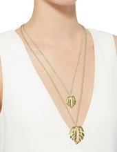 Load image into Gallery viewer, Tropical Textured Monstera Layered Long Necklace