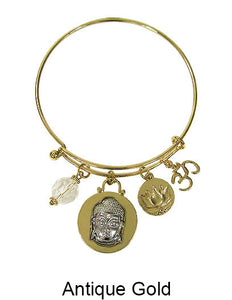 Buddha Face Buddhism Charm Wired Cuff Bracelet