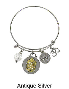 Buddha Face Buddhism Charm Wired Cuff Bracelet