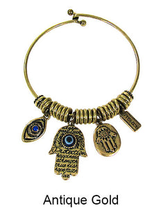 Evil Eye Hamsa Protect Wired Cuff Bracelet