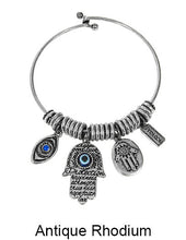 Load image into Gallery viewer, Evil Eye Hamsa Protect Wired Cuff Bracelet