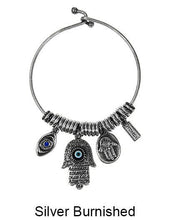 Load image into Gallery viewer, Evil Eye Hamsa Protect Wired Cuff Bracelet