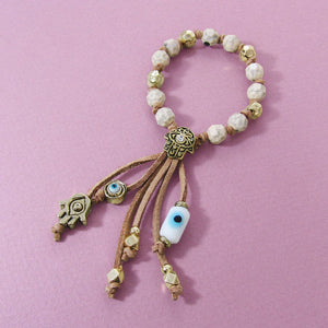 Evil Eye Hamsa Multi Beads Leather Braided Bracelet