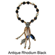 Load image into Gallery viewer, Evil Eye Hamsa Multi Beads Leather Braided Bracelet