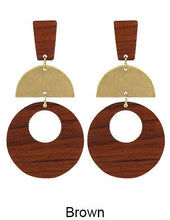 Load image into Gallery viewer, Geometric Wood Post Earrings