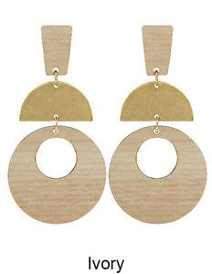 Geometric Wood Post Earrings