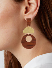 Load image into Gallery viewer, Geometric Wood Post Earrings