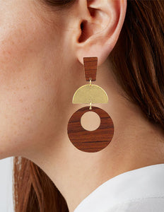 Geometric Wood Post Earrings