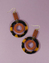 Load image into Gallery viewer, Geometric Wood Acetate Dangle Hook Earrings