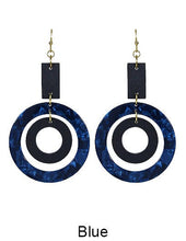 Load image into Gallery viewer, Geometric Wood Acetate Dangle Hook Earrings