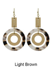 Load image into Gallery viewer, Geometric Wood Acetate Dangle Hook Earrings