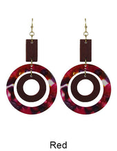 Load image into Gallery viewer, Geometric Wood Acetate Dangle Hook Earrings