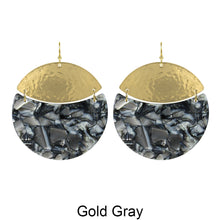 Load image into Gallery viewer, Round Acetate Hammered Metal Hook Earrings