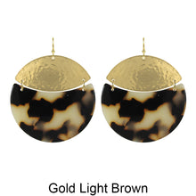 Load image into Gallery viewer, Round Acetate Hammered Metal Hook Earrings