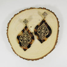 Load image into Gallery viewer, Acetate Resin Floral Filigree Dangle Post Earrings