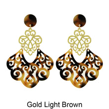 Load image into Gallery viewer, Acetate Resin Floral Filigree Dangle Post Earrings