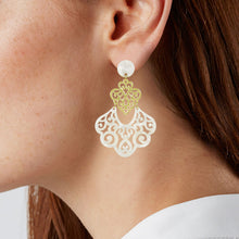 Load image into Gallery viewer, Acetate Resin Floral Filigree Dangle Post Earrings