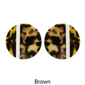 Acetate Resin Round Stripe Post Earrings