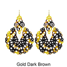 Load image into Gallery viewer, Acetate Resin Floral Filigree Dangle Post Earrings