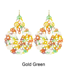 Load image into Gallery viewer, Acetate Resin Floral Filigree Dangle Post Earrings