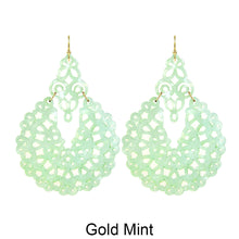 Load image into Gallery viewer, Acetate Resin Floral Filigree Dangle Post Earrings