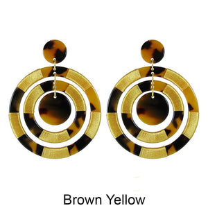 Acetate Resin Thread Wrap Round Dangle Post Earrings