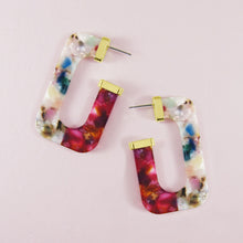 Load image into Gallery viewer, Acetate Resin Two Colors Rectangle Post Earrings