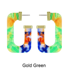 Load image into Gallery viewer, Acetate Resin Two Colors Rectangle Post Earrings