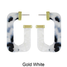 Load image into Gallery viewer, Acetate Resin Two Colors Rectangle Post Earrings