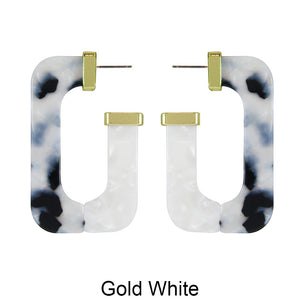 Acetate Resin Two Colors Rectangle Post Earrings