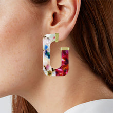 Load image into Gallery viewer, Acetate Resin Two Colors Rectangle Post Earrings